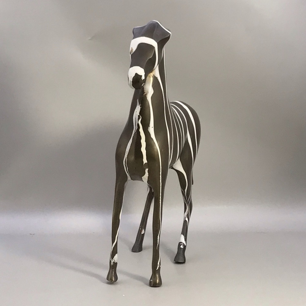Cast Bronze Painted Zebra Statue Probably African Origin